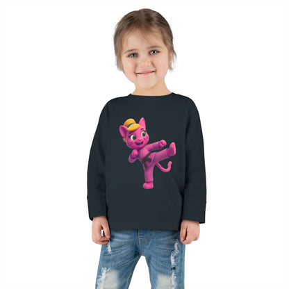 Toddler Long Sleeve Tee — "Gigi Judo" Pink Panther Martial Arts Kids Shirt