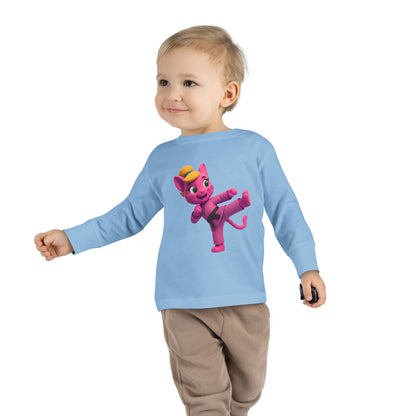 Toddler Long Sleeve Tee — "Gigi Judo" Pink Panther Martial Arts Kids Shirt