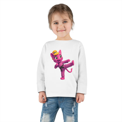 Toddler Long Sleeve Tee — "Gigi Judo" Pink Panther Martial Arts Kids Shirt