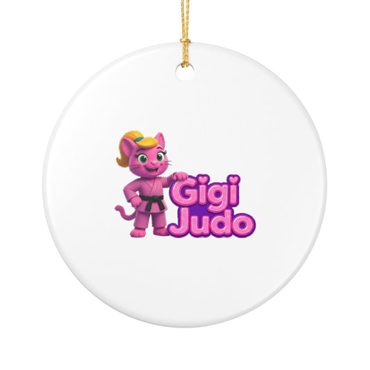 Gigi Judo Ceramic Ornament — Pink Martial Arts Keepsake