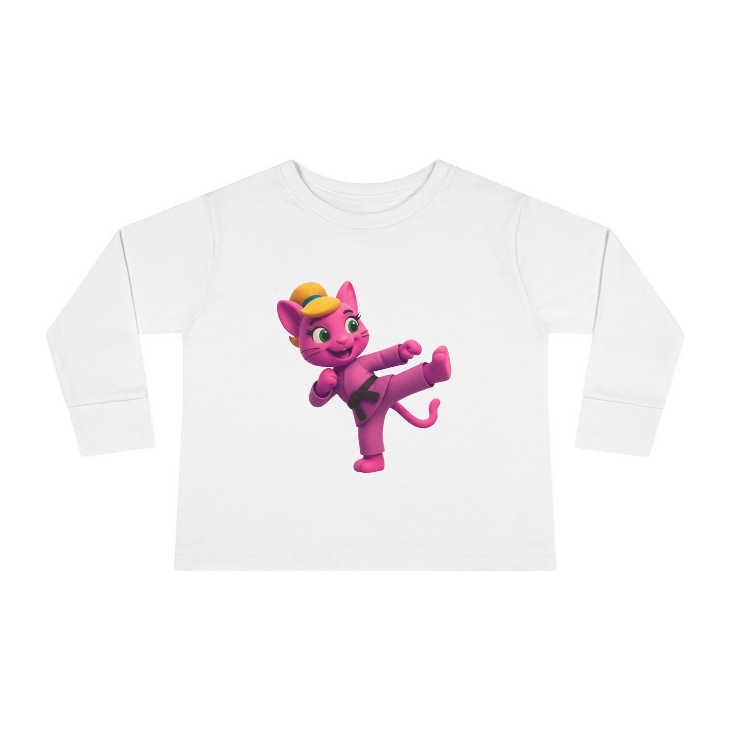 Toddler Long Sleeve Tee — "Gigi Judo" Pink Panther Martial Arts Kids Shirt