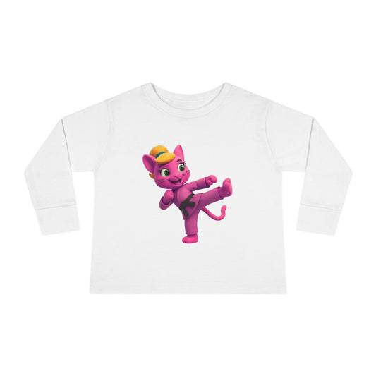Toddler Long Sleeve Tee — "Gigi Judo" Pink Panther Martial Arts Kids Shirt