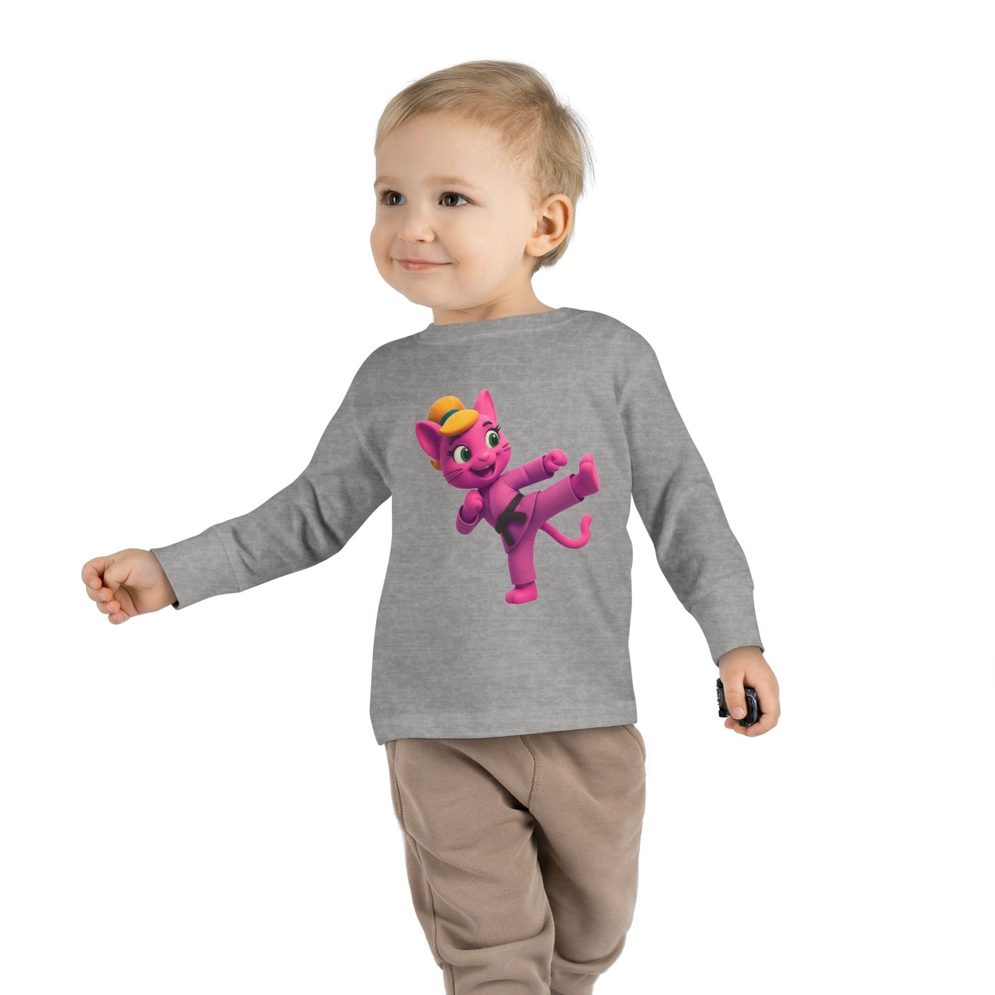 Toddler Long Sleeve Tee — "Gigi Judo" Pink Panther Martial Arts Kids Shirt