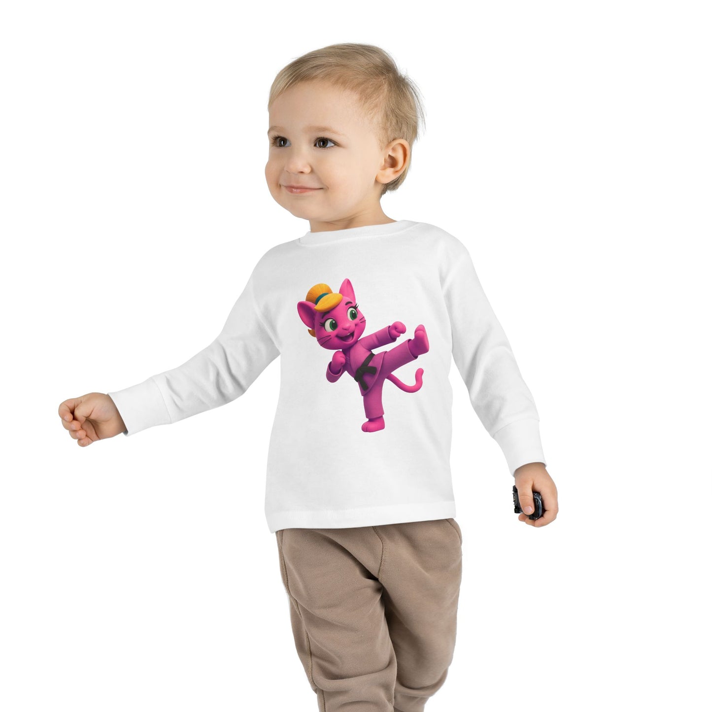 Toddler Long Sleeve Tee — "Gigi Judo" Pink Panther Martial Arts Kids Shirt