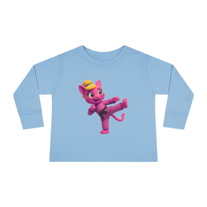 Toddler Long Sleeve Tee — "Gigi Judo" Pink Panther Martial Arts Kids Shirt
