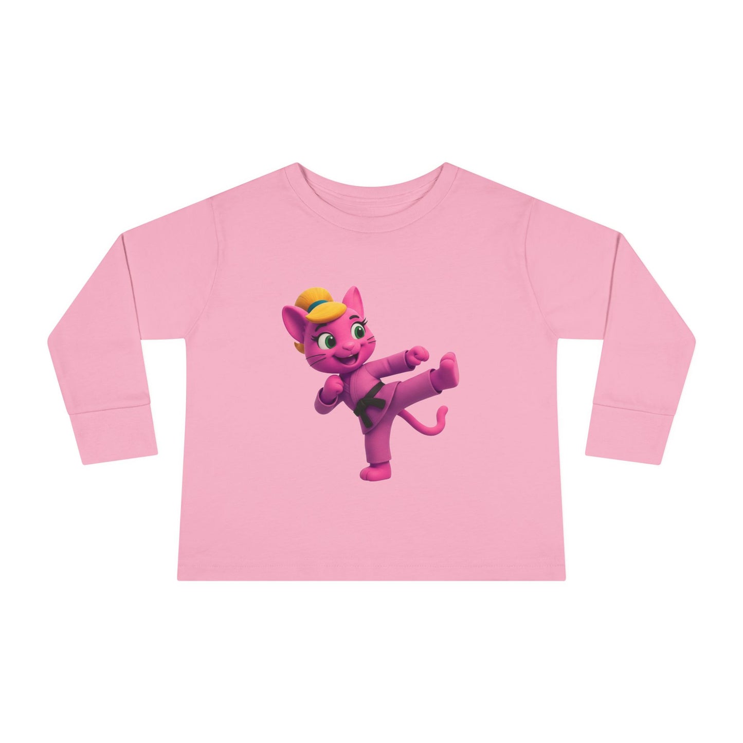 Toddler Long Sleeve Tee — "Gigi Judo" Pink Panther Martial Arts Kids Shirt