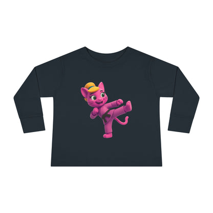 Toddler Long Sleeve Tee — "Gigi Judo" Pink Panther Martial Arts Kids Shirt