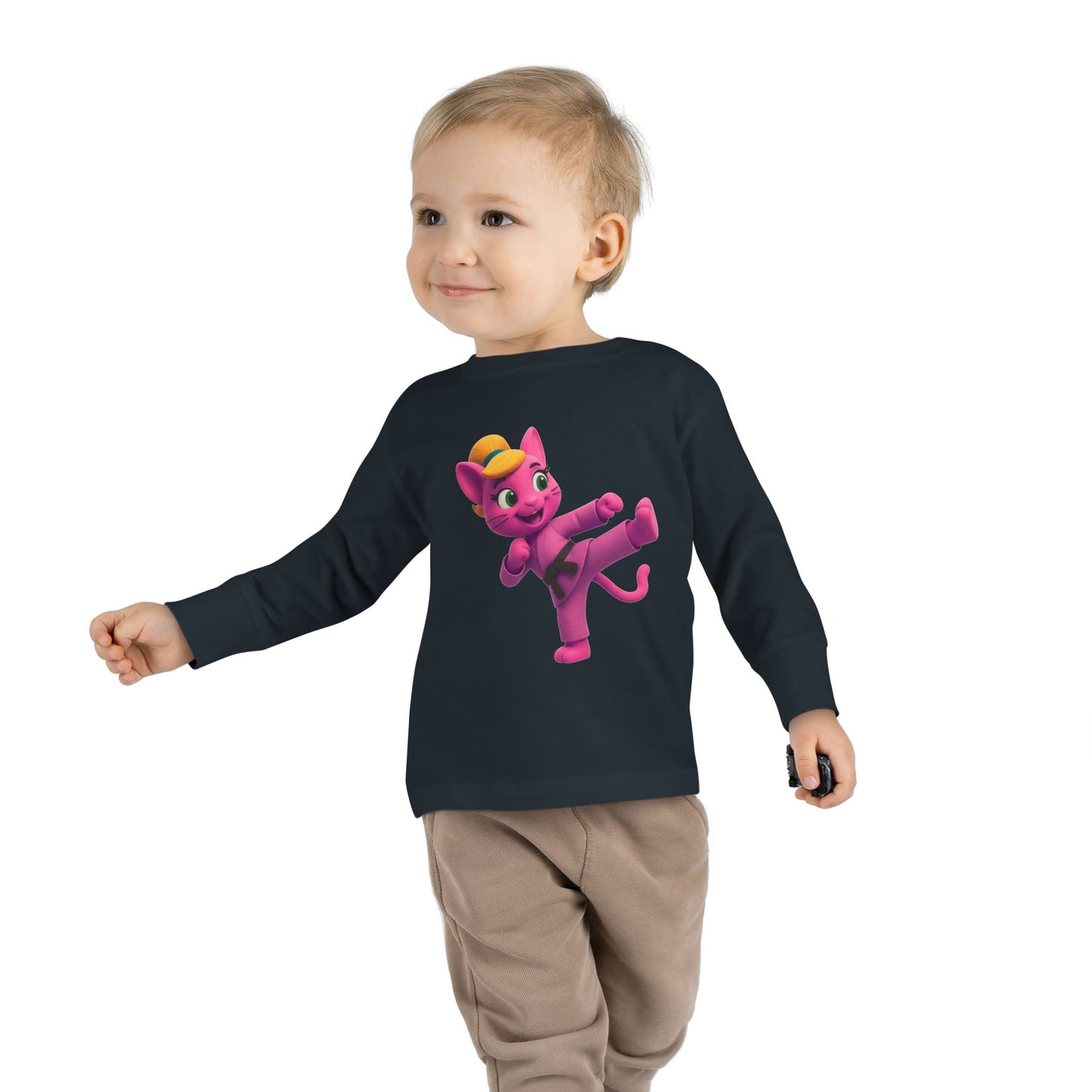 Toddler Long Sleeve Tee — "Gigi Judo" Pink Panther Martial Arts Kids Shirt