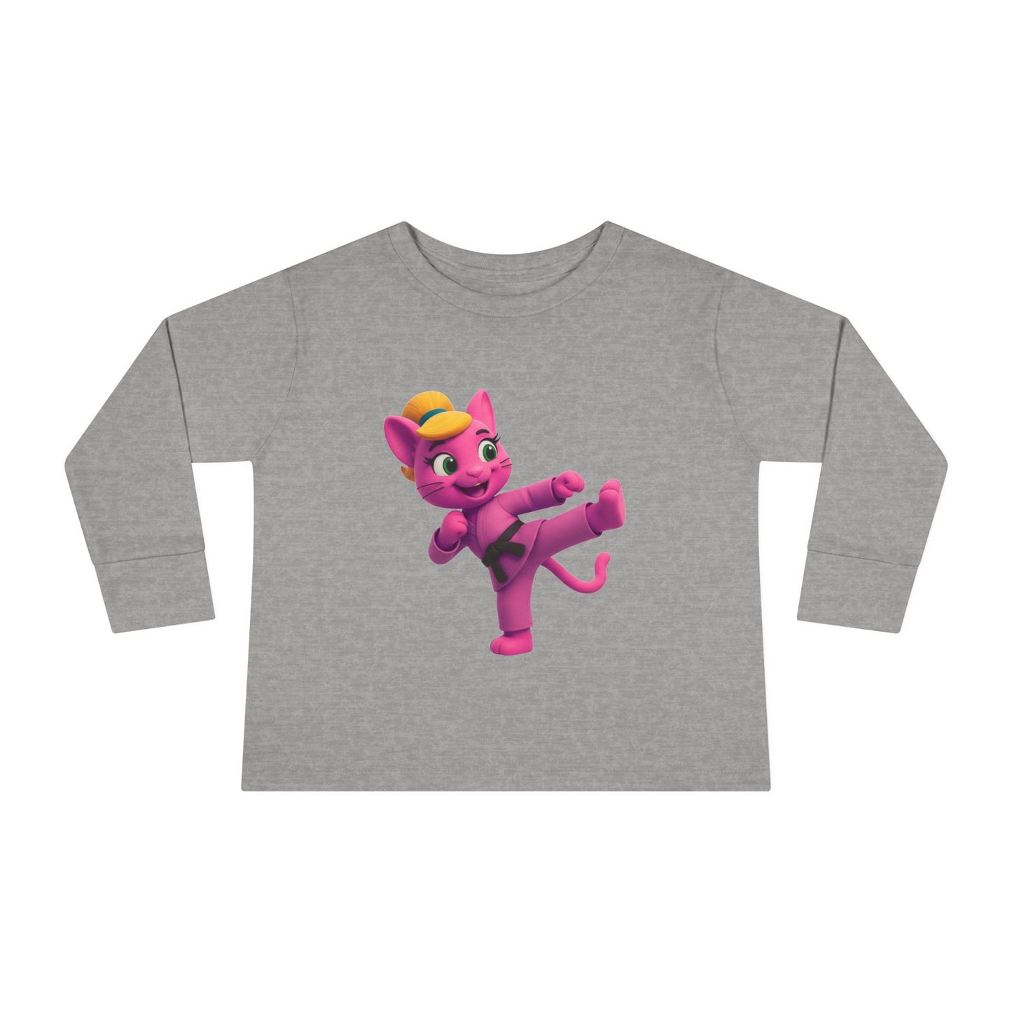 Toddler Long Sleeve Tee — "Gigi Judo" Pink Panther Martial Arts Kids Shirt