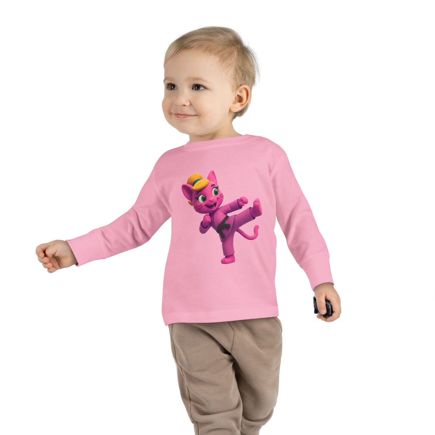 Toddler Long Sleeve Tee — "Gigi Judo" Pink Panther Martial Arts Kids Shirt