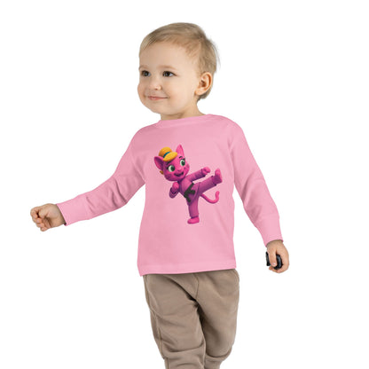 Toddler Long Sleeve Tee — "Gigi Judo" Pink Panther Martial Arts Kids Shirt