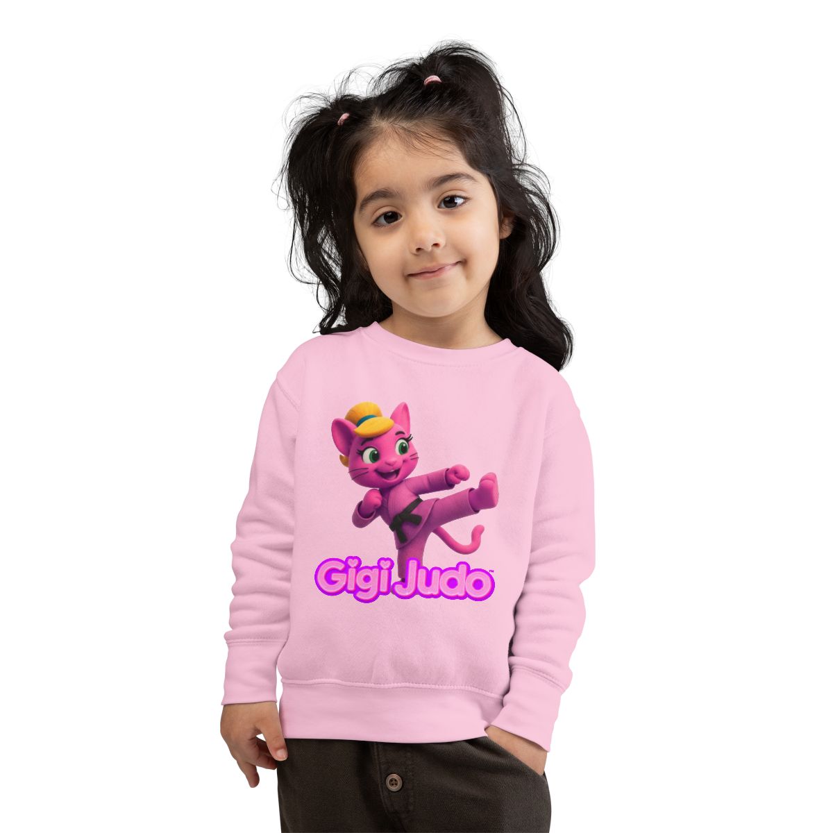 Gigi Judo Kids Sweatshirt | Pink Martial Arts Panther, Toddler Crewneck